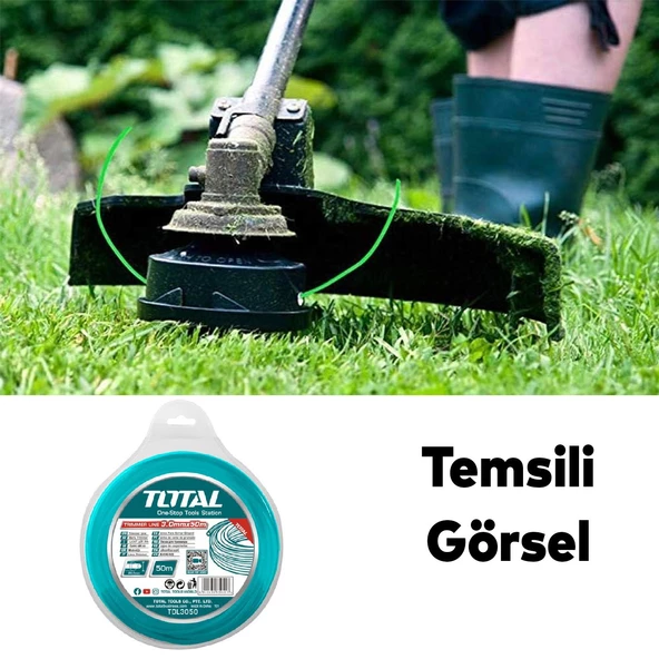 Motorlu Tırpan Düz Yuvarlak Misina 3.0 mm 50 Metre Çim Ot Biçme Teli Extra Güçlü Profesyonel - 4