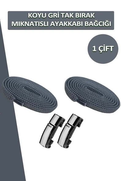 Elastik Akıllı Kilitli Bağcık Mıknatıslı Metal Tak Bırak Spor Ayakkabı Bağcığı 100 CM - 9