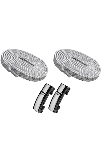 Elastik Akıllı Kilitli Bağcık Mıknatıslı Metal Tak Bırak Spor Ayakkabı Bağcığı 100 CM - 2