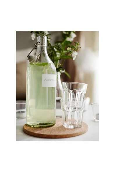 IKE Korken 1 Lt Cam Şişe Su Yağlık Sirkelik Sürahi Suluk - 4