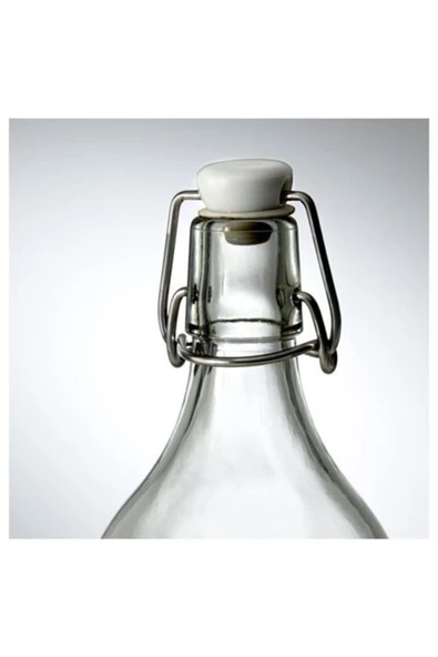 IKE Korken 1 Lt Cam Şişe Su Yağlık Sirkelik Sürahi Suluk - 3