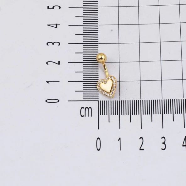 Kalp Model Altın Göbek Piercing 14 Ayar - Resim 5