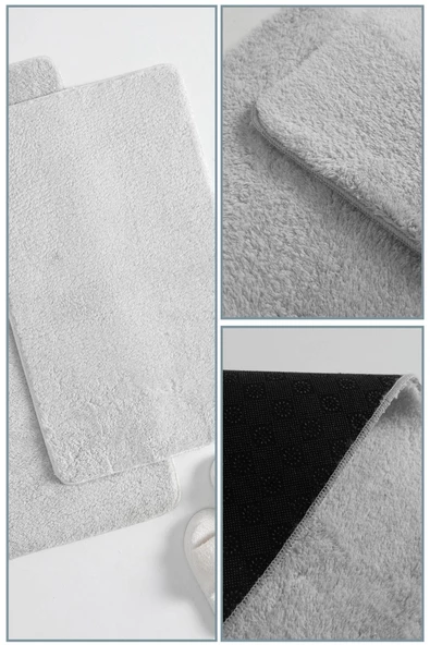 2'li Kaydırmaz Peluş Banyo Paspası Banyo Klozet Takımı Klozet Paspas Takımı - 6