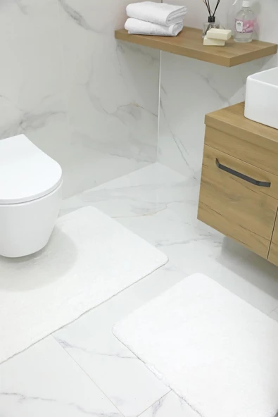 2'li Kaydırmaz Peluş Banyo Paspası Banyo Klozet Takımı Klozet Paspas Takımı - 9