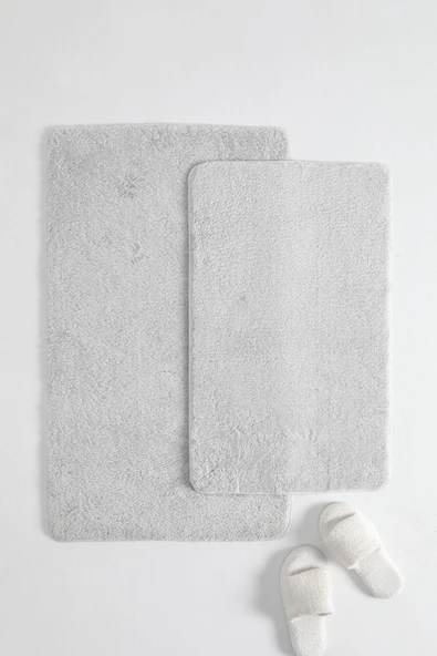 2'li Kaydırmaz Peluş Banyo Paspası Banyo Klozet Takımı Klozet Paspas Takımı - 5