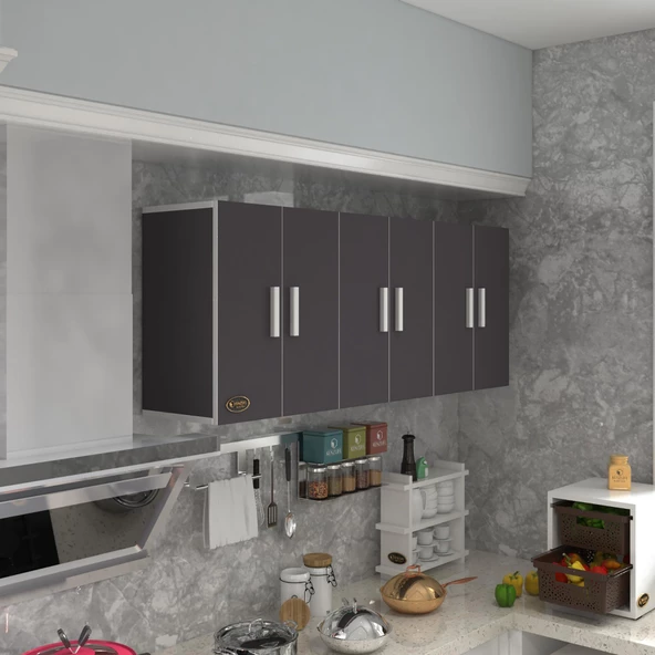 Kenzlife hazır mutfak zanobi gri 060*180*32 mutfak banyo dolabı kapaklı raflı