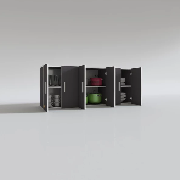 Kenzlife hazır mutfak nonus gri 060*150*32 mutfak banyo dolabı kapaklı raflı - 3