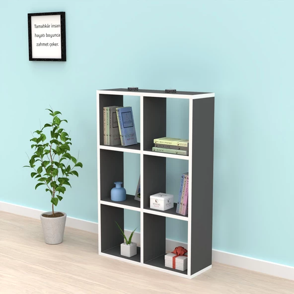 Kenzlife kitaplık güher 090*060*20 gri duvar rafı - 2