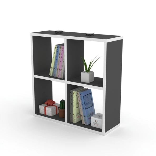 Kenzlife kitaplık gülbin 060*060*20 gri duvar rafı