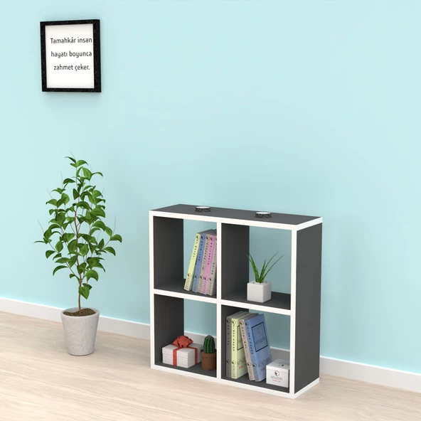 Kenzlife kitaplık gülbin 060*060*20 gri duvar rafı - Resim 2