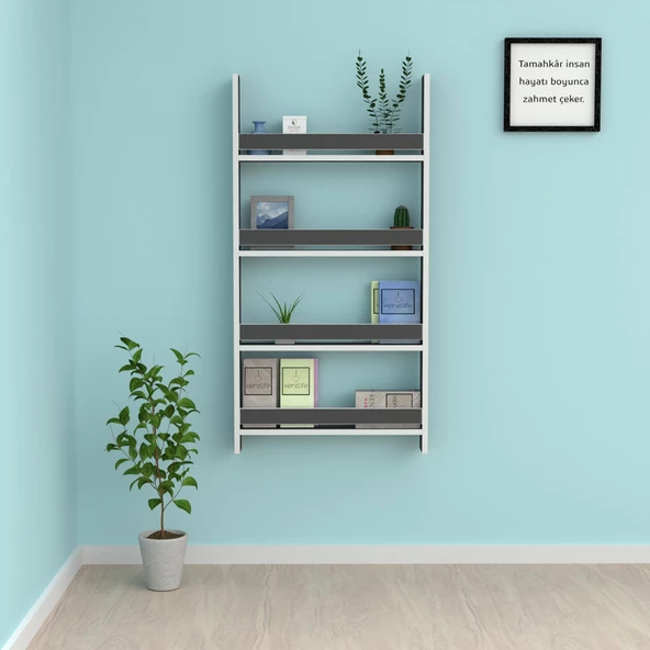 Kenzlife kitaplık fernur 120*060*10 gri duvar rafı - Resim 2