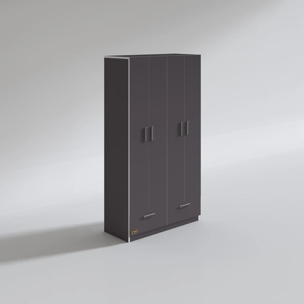 Kenzlife gardırop 4 kapılı 2 çekmeceli biberiye 182*100*42 gri kapaklı gardolap dolap - Resim 2