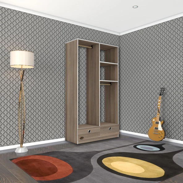 Kenzlife giysi dolabı 2 bölmeli 2 çekmeceli bedri 182*100*42 crd dolap kapaksız - Resim 3