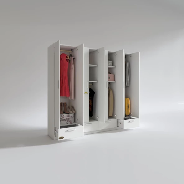 Kenzlife gardırop 8 kapılı 4 çekmeceli zambak 182*200*42 byz kapaklı gardolap dolap - 3