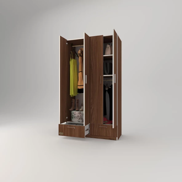 Kenzlife gardırop 4 kapılı 2 çekmeceli biberiye 182*100*42 cvz kapaklı gardolap dolap - Resim 2