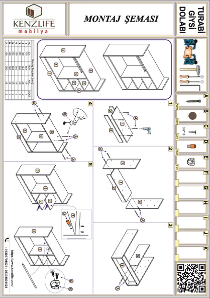 Kenzlife giysi dolabı turabi 090*090*30 crd - Resim 4