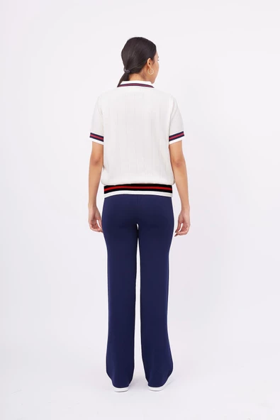 Styleboom X Peraluna LIZA BLOUSE Polo Yaka Kadın Triko Bluz - Ekru - 7