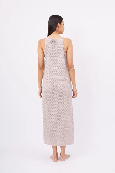 Peraluna LISA DRESS Ajurlu Kadın Uzun Plaj Elbisesi - Taş - 8