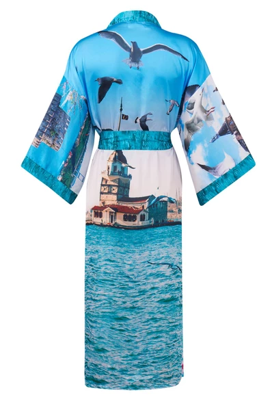 Peraluna ISTANBUL KIMONO Saten Kadın Uzun Kimono - Çok Renkli - 10