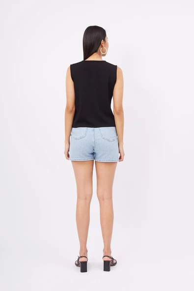 Peraluna AIDA WAISTCOAT Kadın Triko Yelek - Siyah - 8