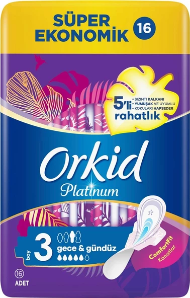 Orkid Platinum Gece 16-lı Hijyenik Ped Boy:3 (2'li) - 2