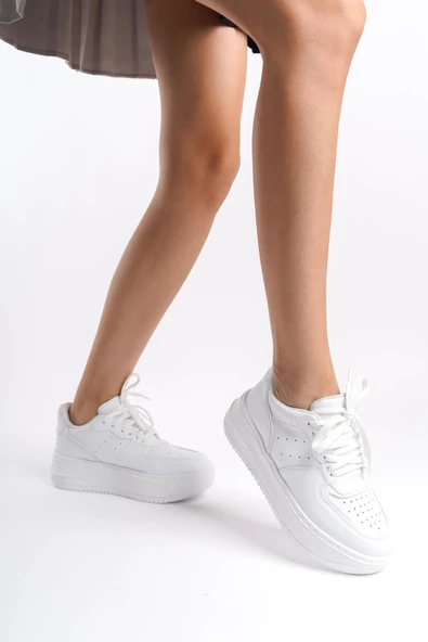 Kadın Bağcıklı Platform Taban Günlük Spor Ayakkabı Sneaker - 3