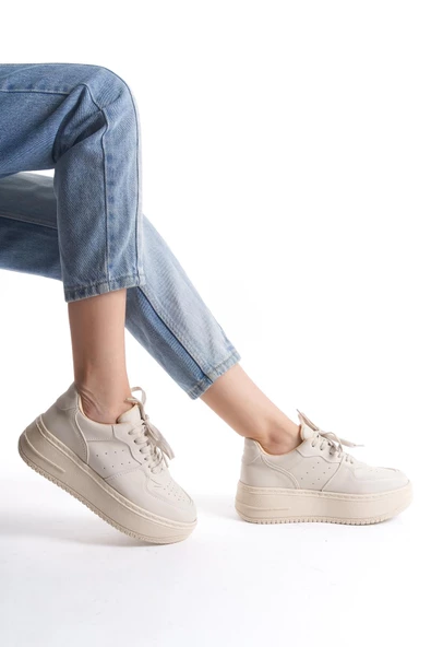 Kadın Bağcıklı Platform Taban Günlük Spor Ayakkabı Sneaker - 6