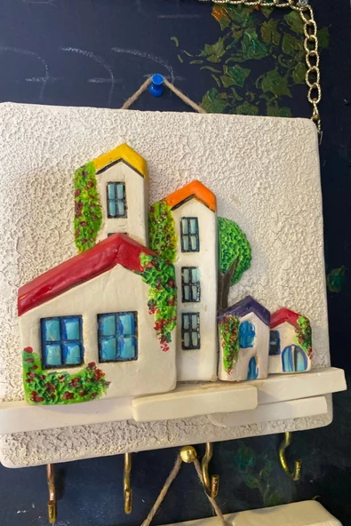 Anahtarlık Duvar Süsü El İşi Taş Sarı Güneş 4Lü - Resim 4