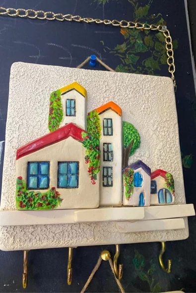 Anahtarlık Duvar Süsü El İşi Taş Sarı Güneş 4Lü - Resim 2