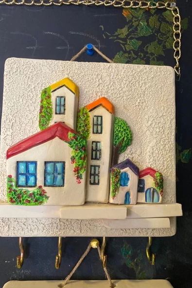 Anahtarlık Duvar Süsü El İşi Taş Sarı Güneş 4Lü - Resim 5