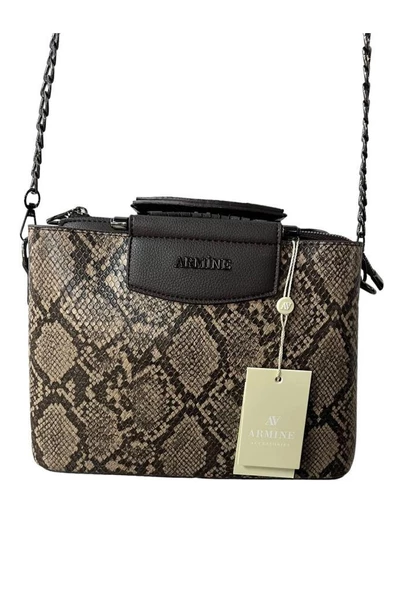 Armine 223 Yılan Desenli Omuz Askılı Kadın Çanta - 6