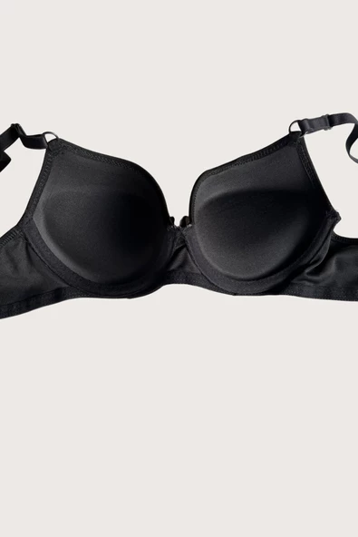 Shopidik  Siyah-Beyaz 2'li Mikro Kumaş Push Up Dolgulu Balenli Günlük Destekli Sütyen - 2