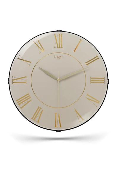 YALDIZLI ROMA RAKAMLI BEYAZ ZEMİNLİ DUVAR SAATİ 35 CM - 2