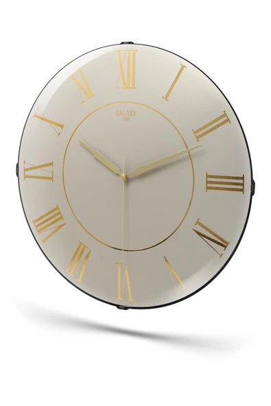 YALDIZLI ROMA RAKAMLI BEYAZ ZEMİNLİ DUVAR SAATİ 35 CM - 4