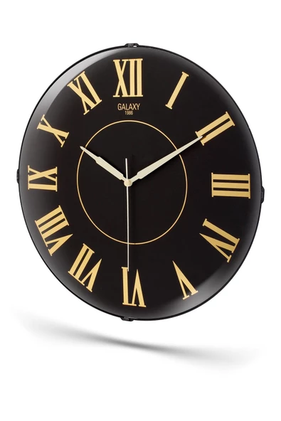YALDIZLI ROMA RAKAM SİYAH ZEMİNLİ DUVAR SAATİ 35 CM - 3