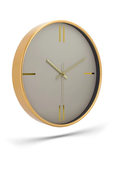 DEKORATİF KREM KADRAN ÇİZGİLİ RAKAM GOLD DUVAR SAATİ 29.5 CM - 4