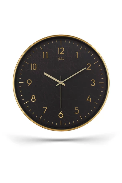 GOLD İNCE LATİN SİYAH ZEMİNLİ DUVAR SAATİ 43 CM - 2