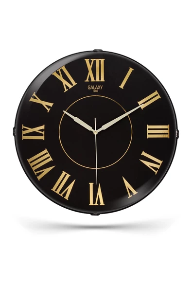 YALDIZLI ROMA RAKAM SİYAH ZEMİNLİ DUVAR SAATİ 35 CM - 2