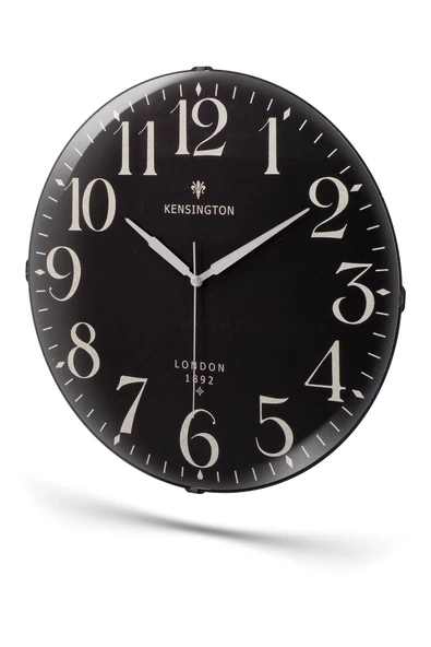 KENSINGTON LONDON YAZILI SİYAH ZEMİNLİ BOMBELİ DUVAR SAATİ 35 CM - 4
