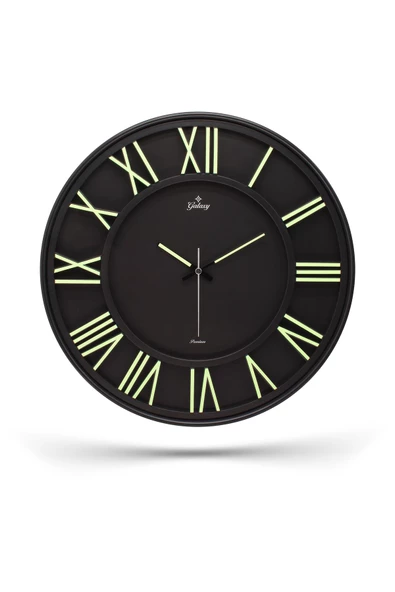 SİYAH ZEMİNLİ FOSFORLU ROMA RAKAMLI DUVAR SAATİ 41.5 CM - 6