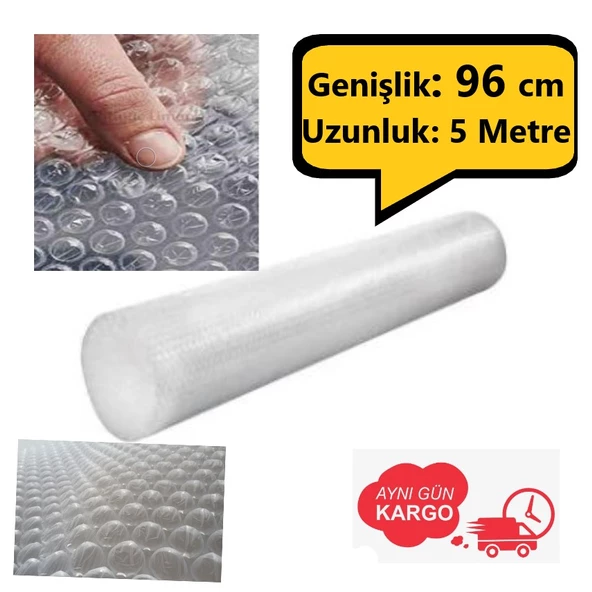 Balonlu Naylon Sargı  96cm Genişlikte 5 Metre Uzunlukta Havalı Eşya Koruma Ambalaj Pat Pat - 3