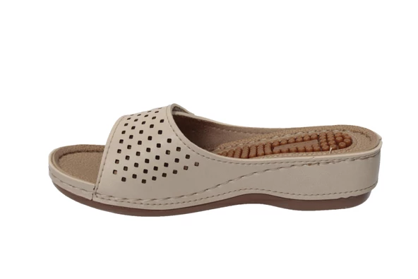 GEZER Kadın Bej Dolgu Yumuşak Taban Terlik - Resim 3