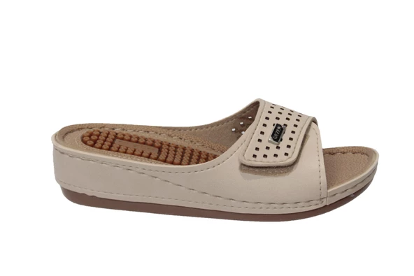 GEZER Kadın Bej Dolgu Yumuşak Taban Terlik - Resim 2