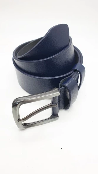 Sade Kaliteli Deri Lacivert Renk Spor Kot Kemeri - 7