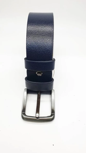 Sade Kaliteli Deri Lacivert Renk Spor Kot Kemeri - 11