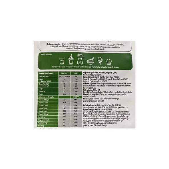 Naturiga Organik Yeşil Karışımı Green Blend 100 gr - 2