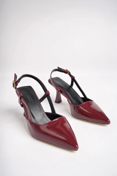 Muggo ZENDAYA Garantili Sivri Burun Yanları Açık Kadın Klasik Topuklu Ayakkabı - 5