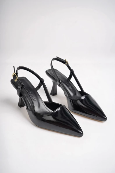 Muggo ZENDAYA Garantili Sivri Burun Yanları Açık Kadın Klasik Topuklu Ayakkabı - 11