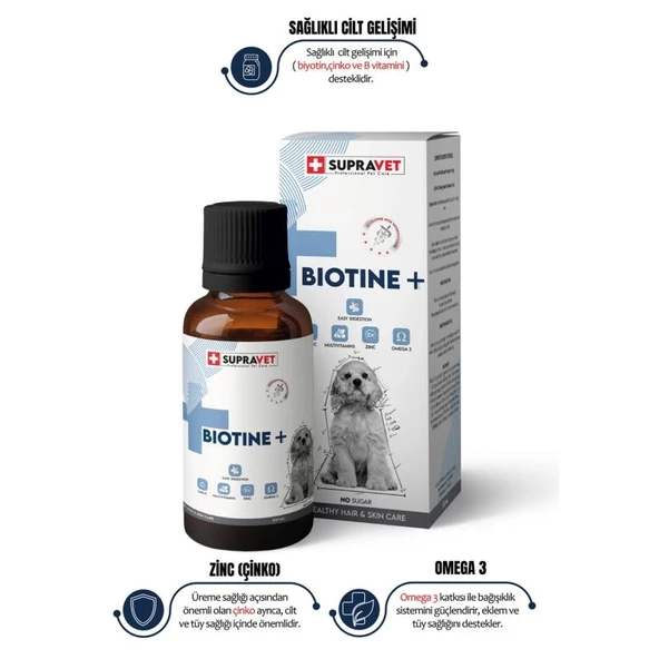 Supravet Biotine Köpekler için Tüy Sağlığı Multi Vitamin Damlası 100 ML - 2