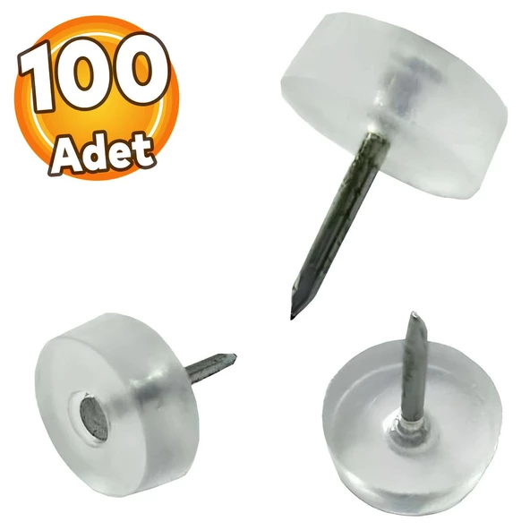 Çivili Poligrit Mobilya Masa Sandalye Zemin Koruyucu Pabuç Şeffaf Silikon Poligirit (100 ADET) ürün görseli